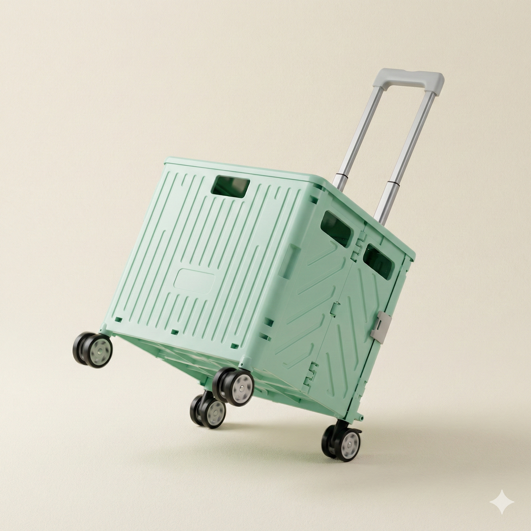 Chariot Pliable Vert eau 75L à Roulettes – Solide & Léger