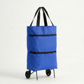 Chariot de courses sac à roulettes bleu pliable