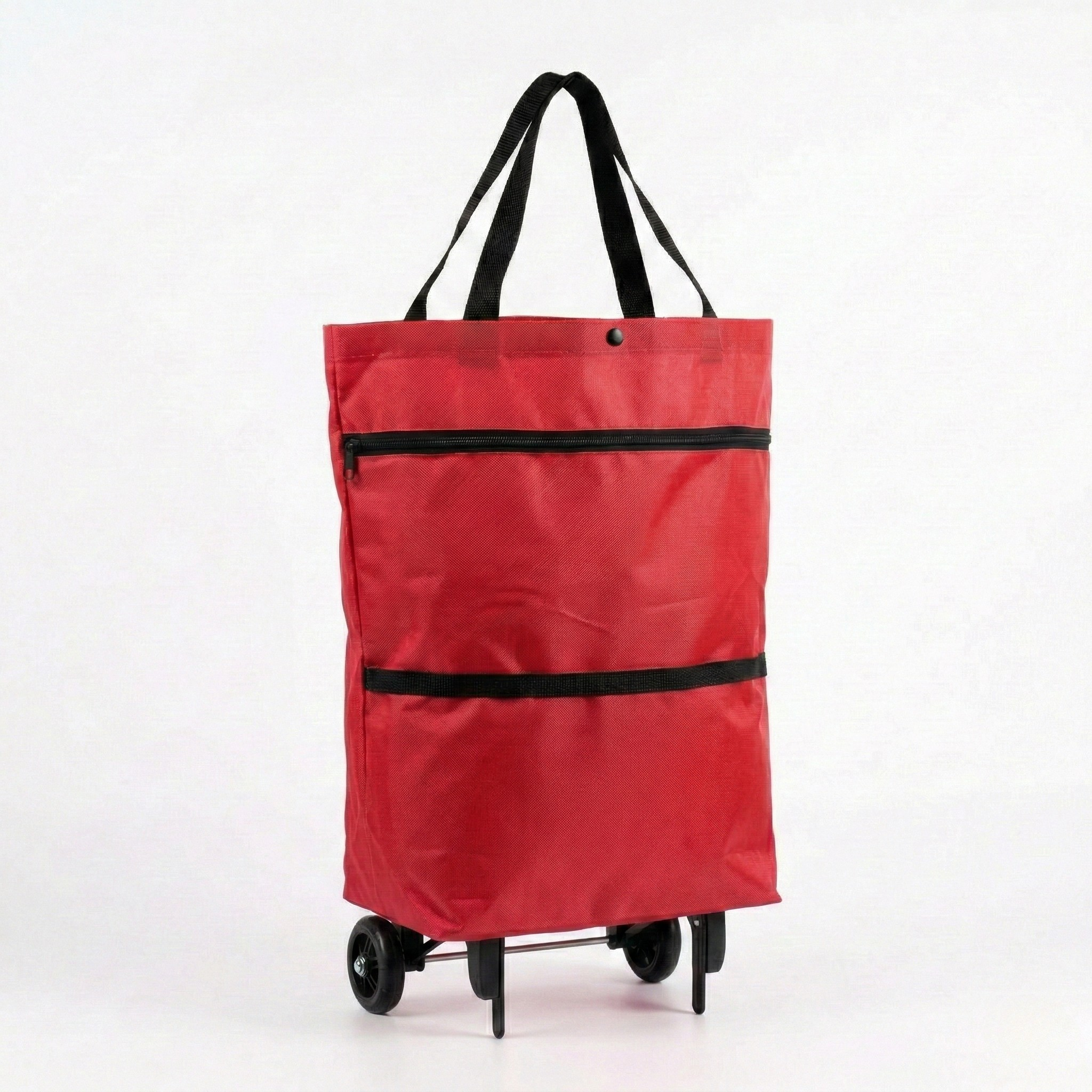 Chariot de courses sac à roulettes rouge pliable